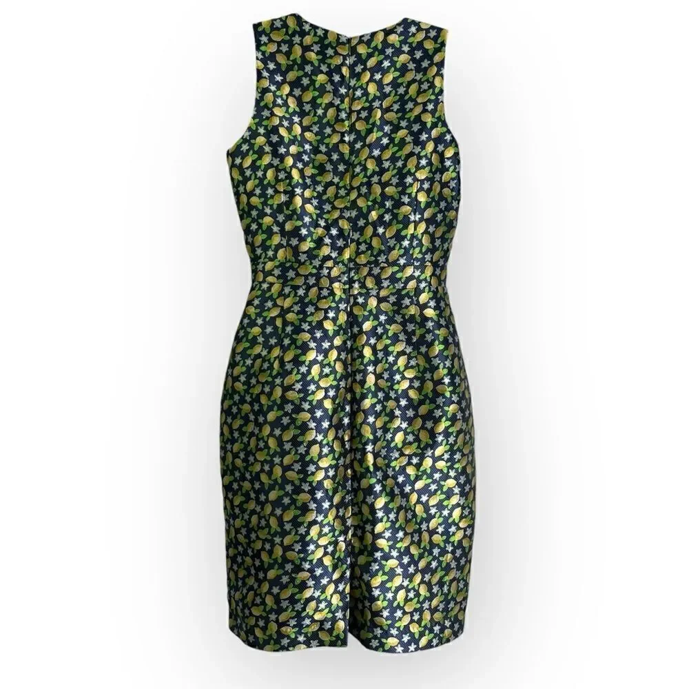 J.Crew V-Neck Sheath Dress in Lemon Jacquard 8 Tall